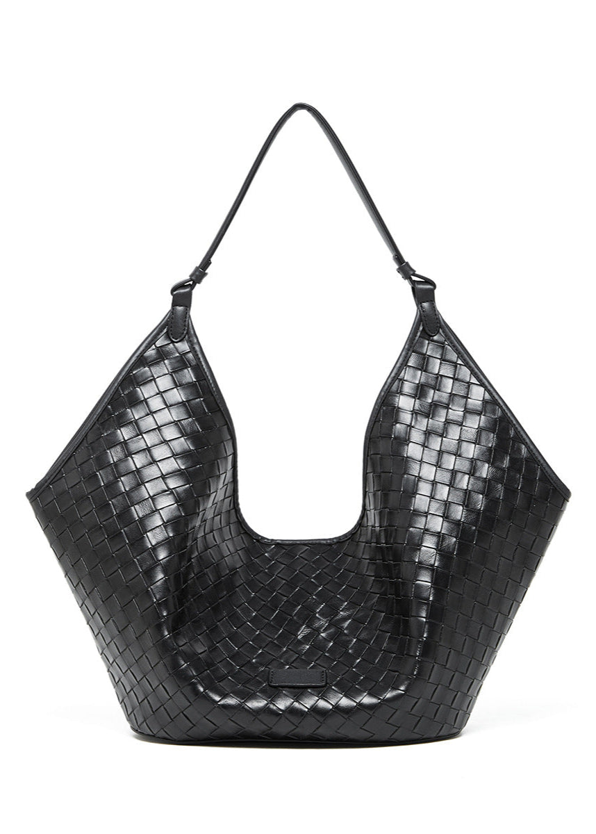 Woven Leather Shoulder Hobo Bag – Soft Cowhide Handbag for Women