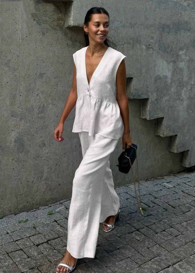 Arlise - Flowy Sleeveless Linen Set