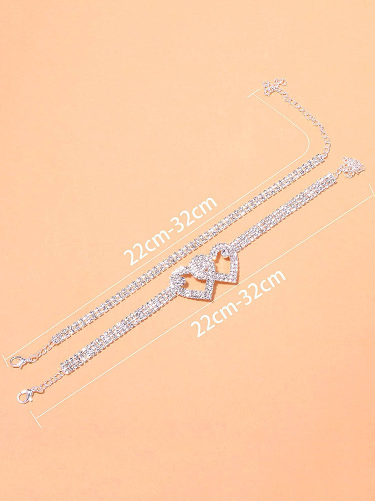 Heart Rhinestone Anklet