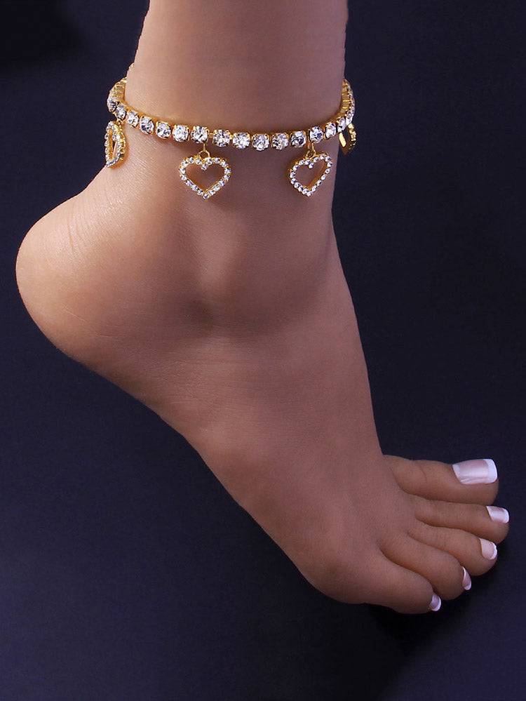 Heart Rhinestone Anklet