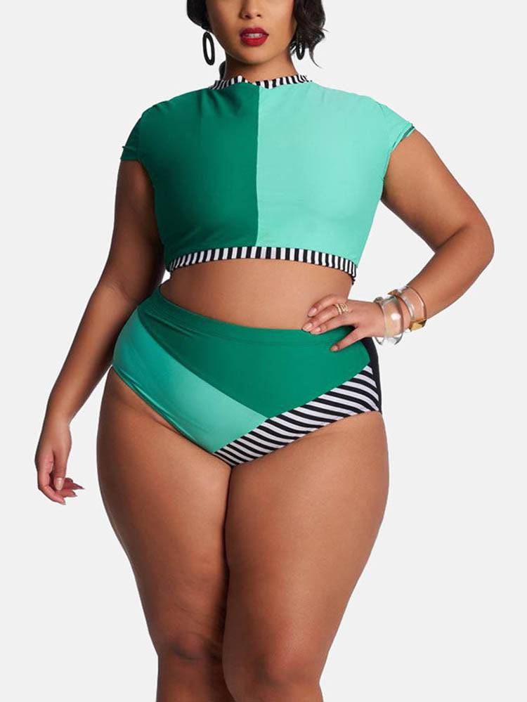 Patchwork High-Waisted Swimsuit