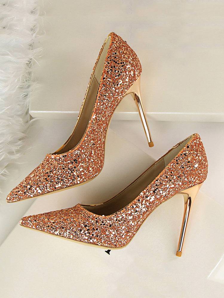 Sequin Pointed Toe High Heels Pumps