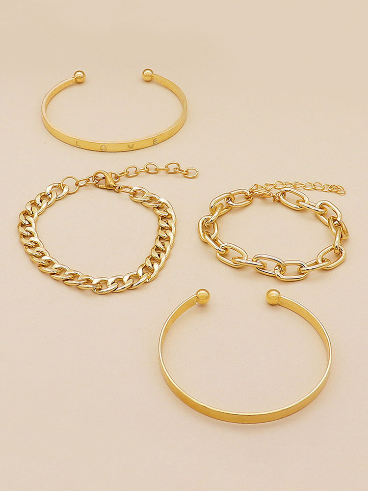 Love Gold 4 Pieces Bracelet Set