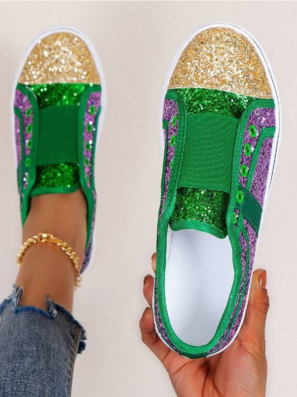 Color Block Sequin Canvas Sneakers