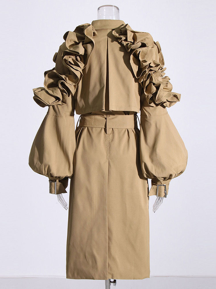 Ruffle Belt Trench Coat