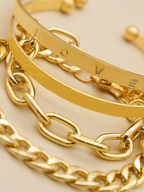 Love Gold 4 Pieces Bracelet Set