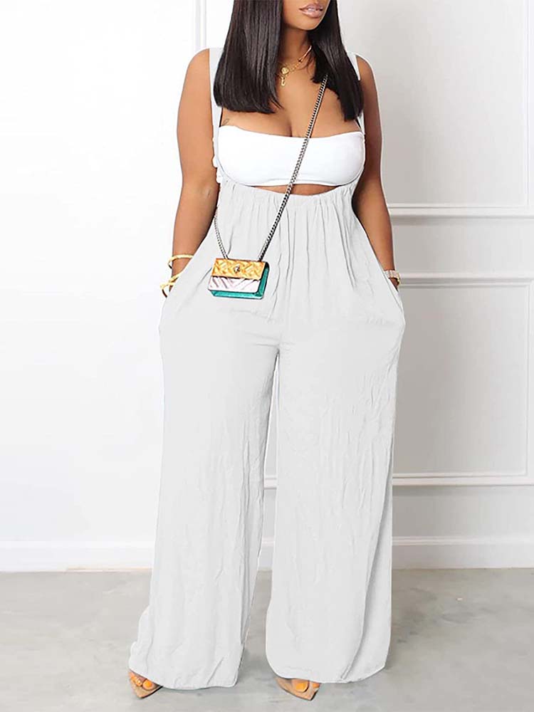 Sleeveless Wide Leg Overalls