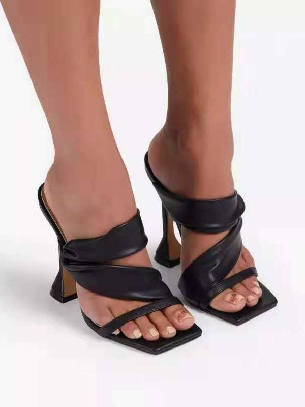 Square Toe PU Sandals