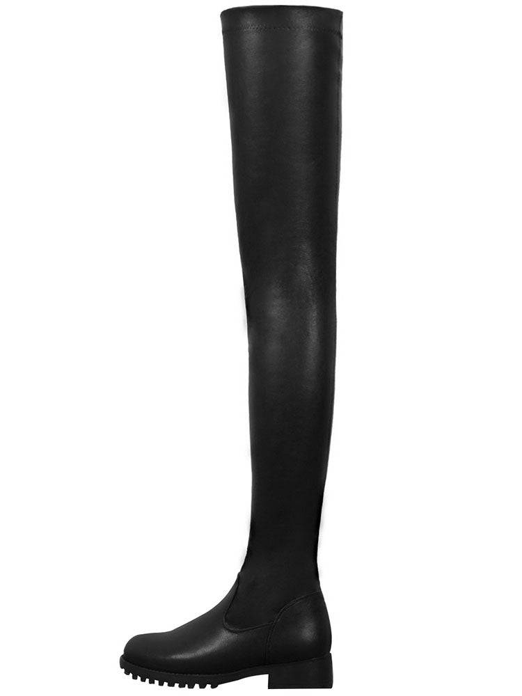 PU Leather Flat Over Knee Boots