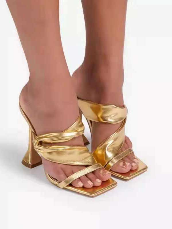 Square Toe PU Sandals