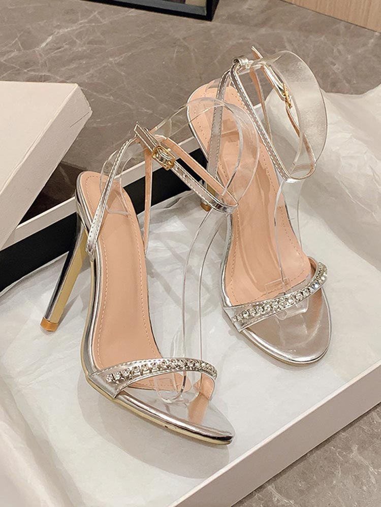 Rhinestone Ankle Strap Heels