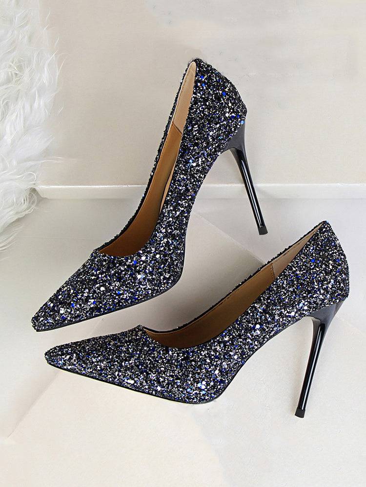 Sequin Pointed Toe High Heels Pumps