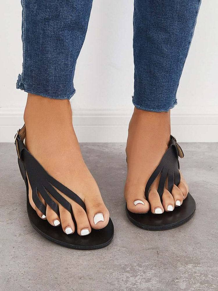 Strap Toe Slingback Flat Sandals