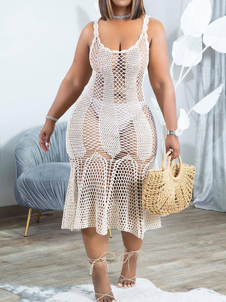 Hollow Cover-Up Crochet Beach Dress