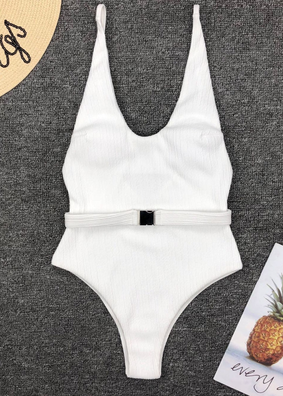 Capri - Belted Ribbed One-Piece Swimsuit