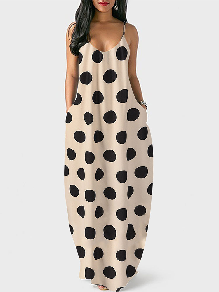 Polka Dot Print Spaghetti Strap Dress