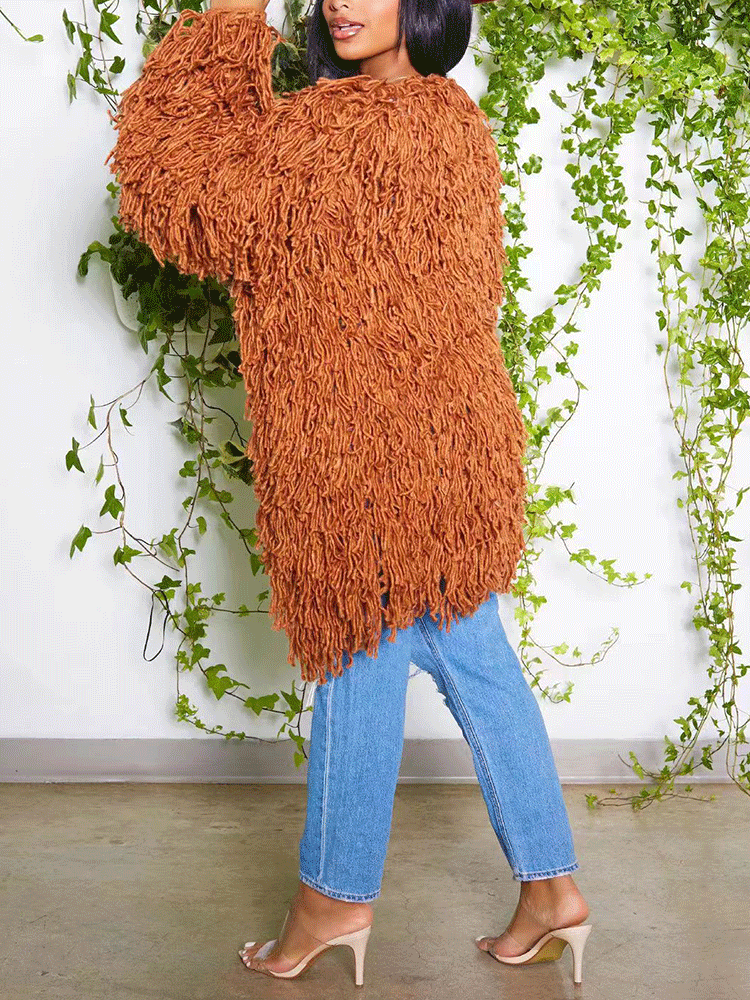 Fringe Knitted Sweater Cardigan