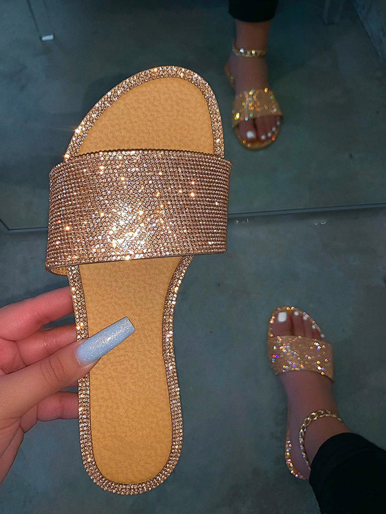 Crystal Glitter Flat Bling Slippers