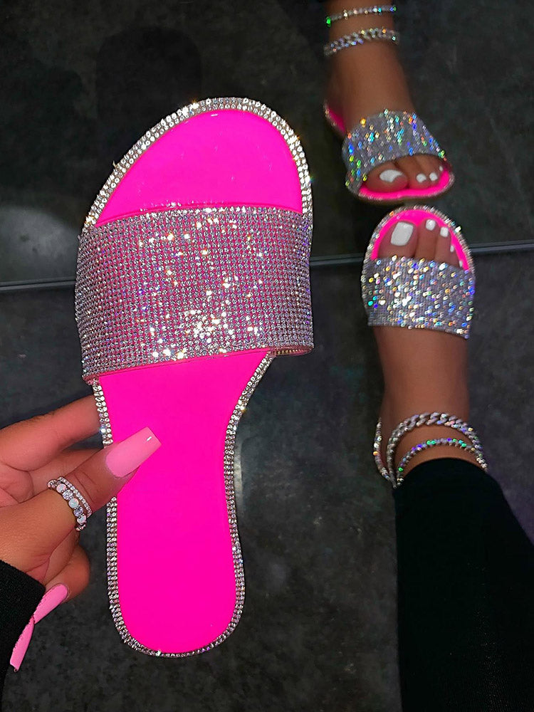 Crystal Glitter Flat Bling Slippers