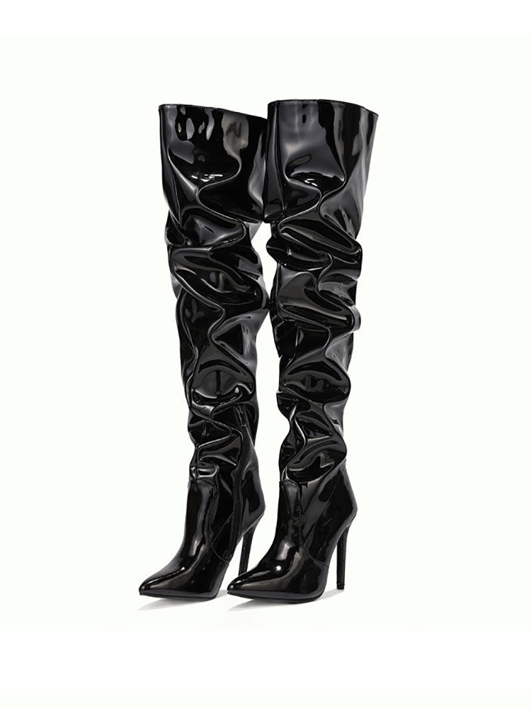 PU Pointed Toe Over The Knee Boots