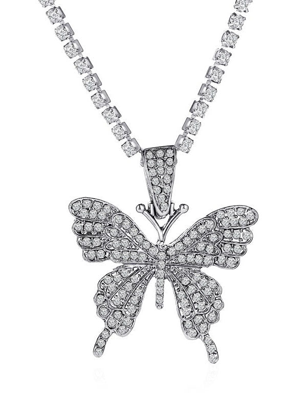 Rhinestone Butterfly Necklace