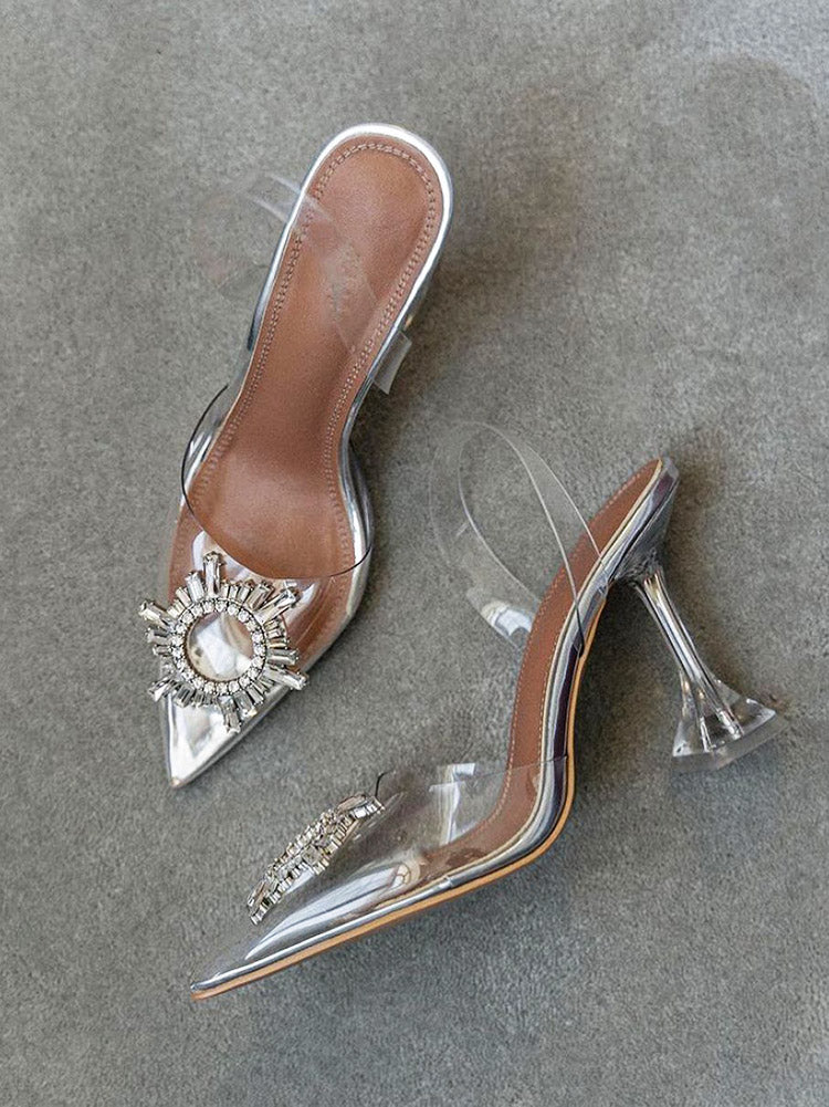 Rhinestone Pointed Toe Heel Sandals