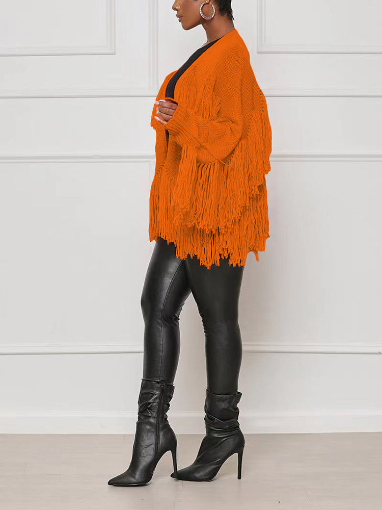 Fringe Knit Sweater Cardigan