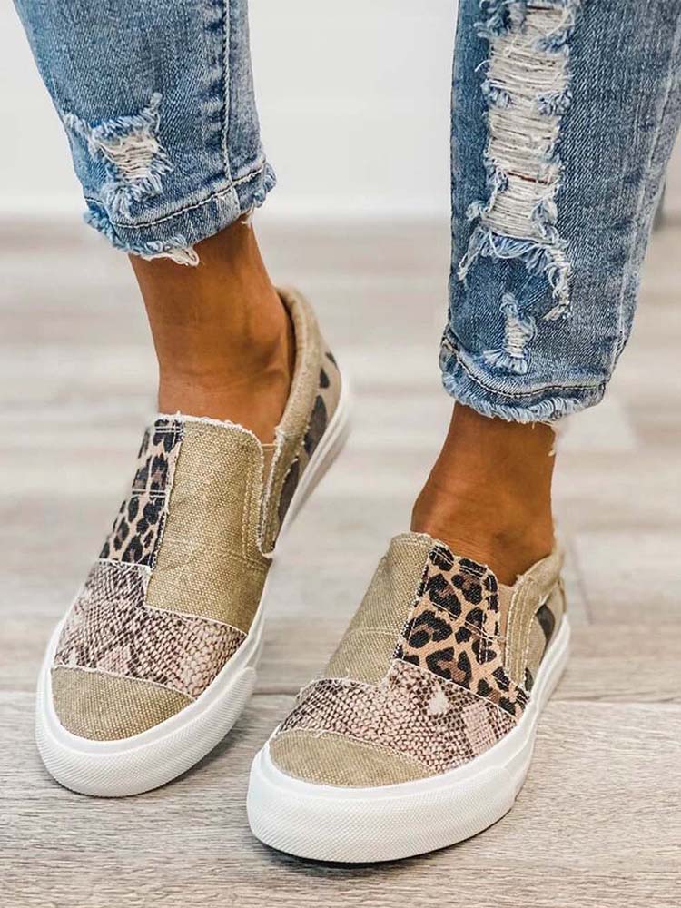 Snake Leopard Print Slip-on Canvas