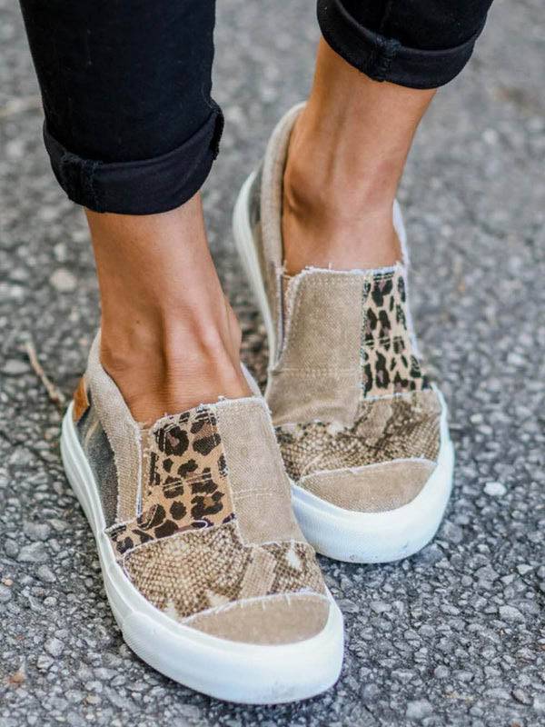 Snake Leopard Print Slip-on Canvas