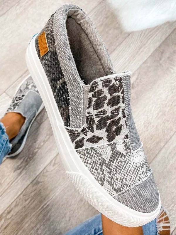 Snake Leopard Print Slip-on Canvas