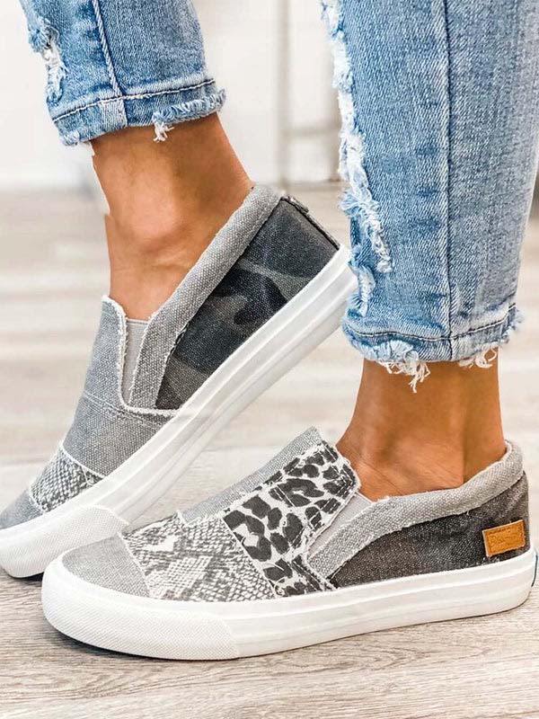 Snake Leopard Print Slip-on Canvas