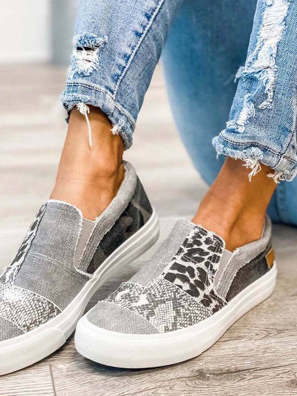 Snake Leopard Print Slip-on Canvas