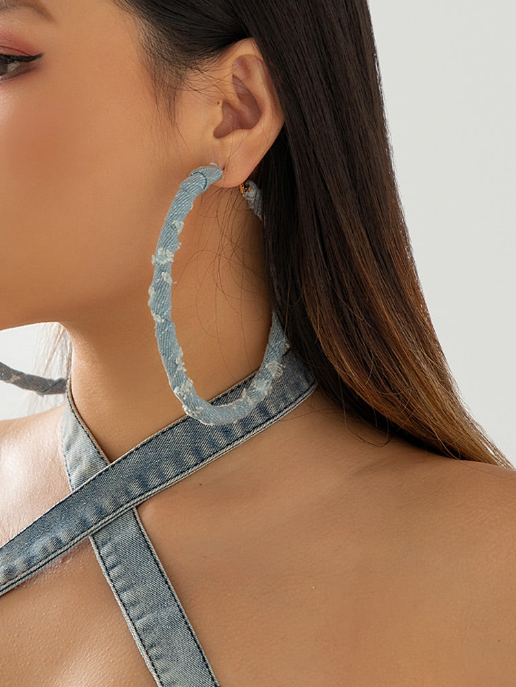 Denim Hoop Earrings