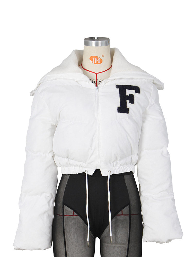 Letter Embroidery Puffer Jacket