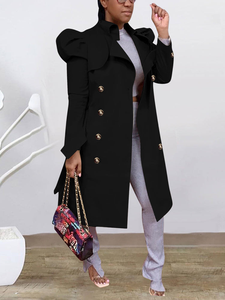 Lapel Collar Belted Trench Coat