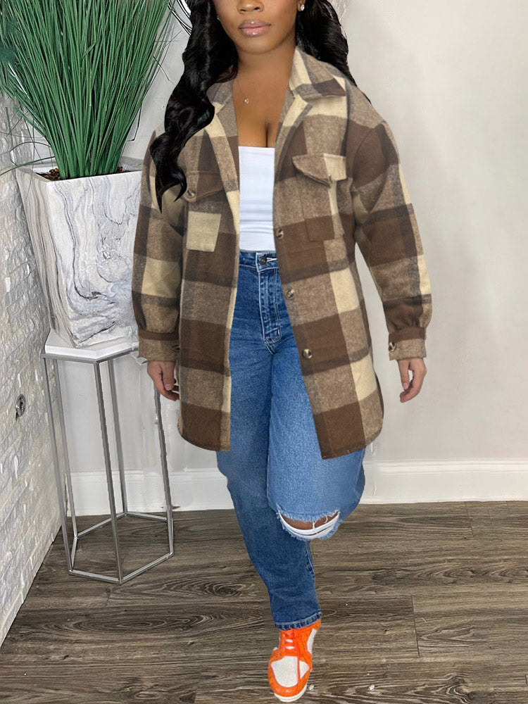 Plaid Loose-Fit Jacket