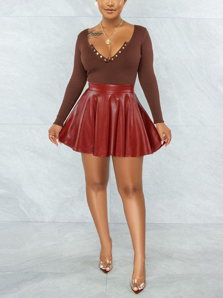 PU Leather Mini Skirt