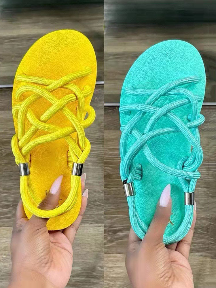 Crossover Rope Flats Sandals