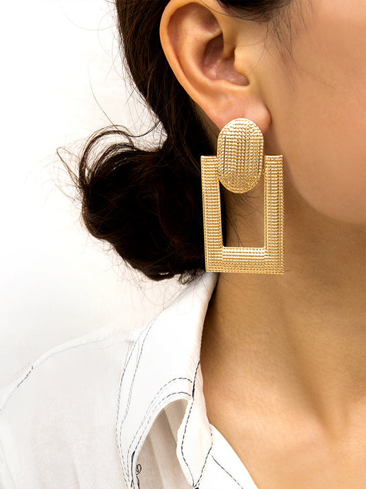 Square Dangling Hollow Earrings