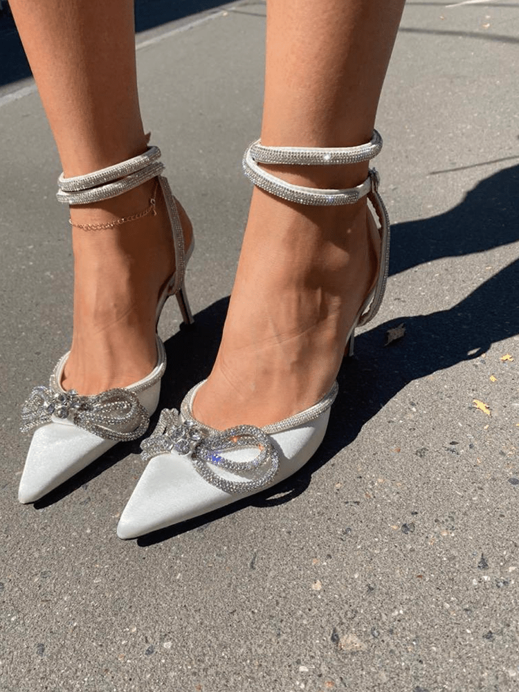 Rhinestone Bowknot Heel Pumps