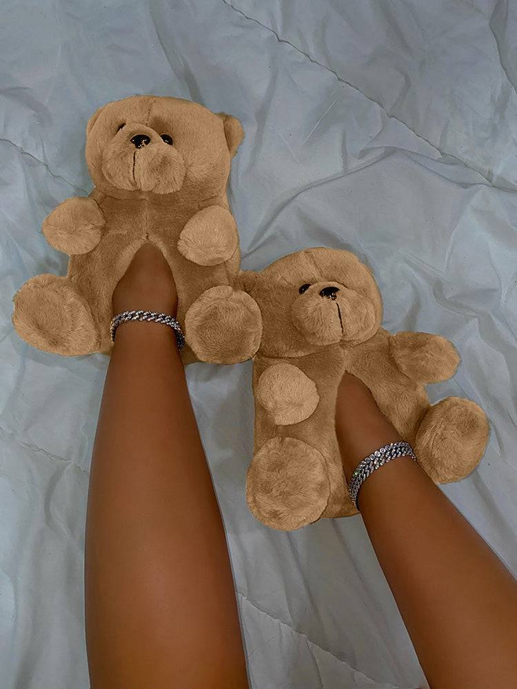 Fluffy Teddy Bear Slippers