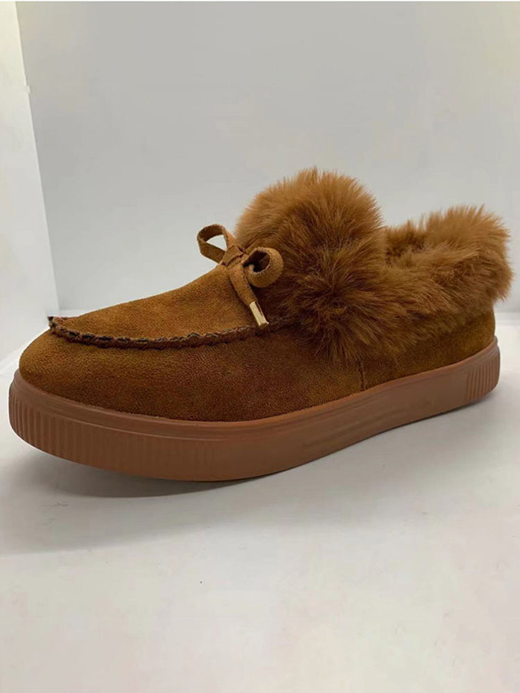 Bow Decor Suede Plush Snow Boots