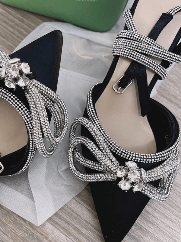 Rhinestone Bowknot Heel Pumps