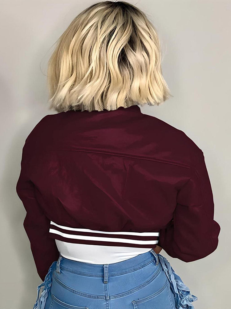 Varsity Button Down Crop Jacket