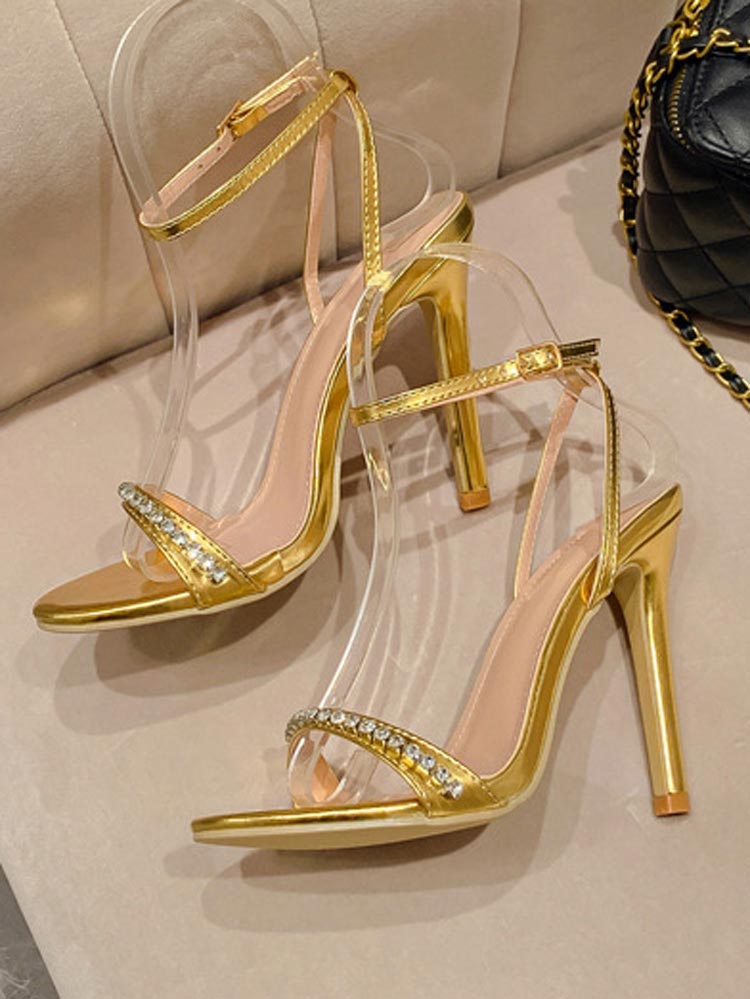 Rhinestone Ankle Strap Heels