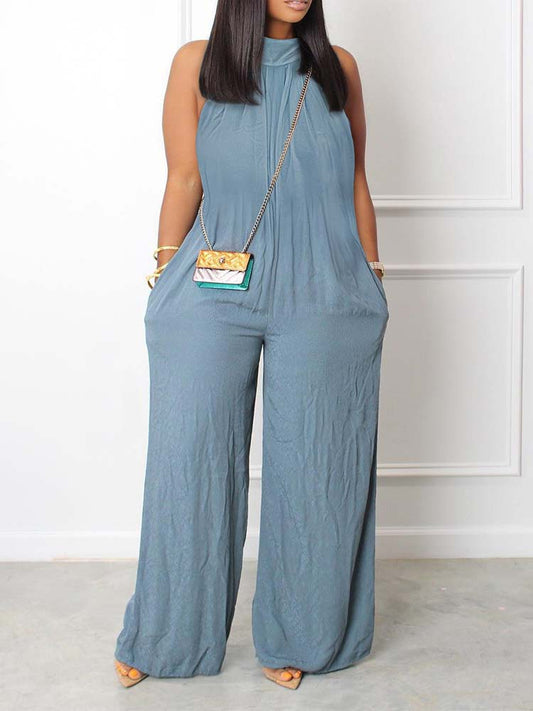 Halter Sleeveless Wide Leg Jumpsuit