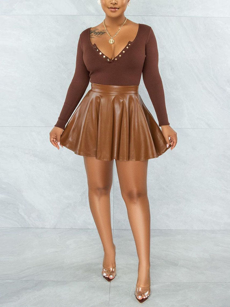 PU Leather Mini Skirt