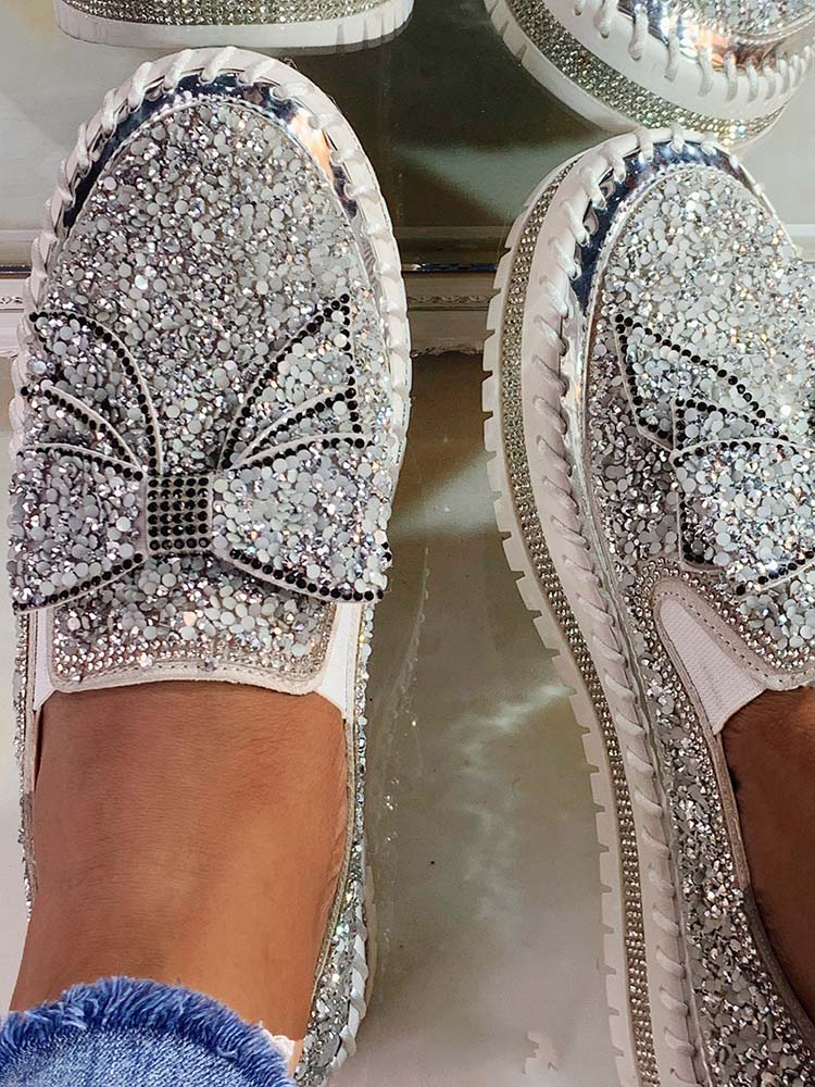 Bowknot Rhinestone Loafers Shoes