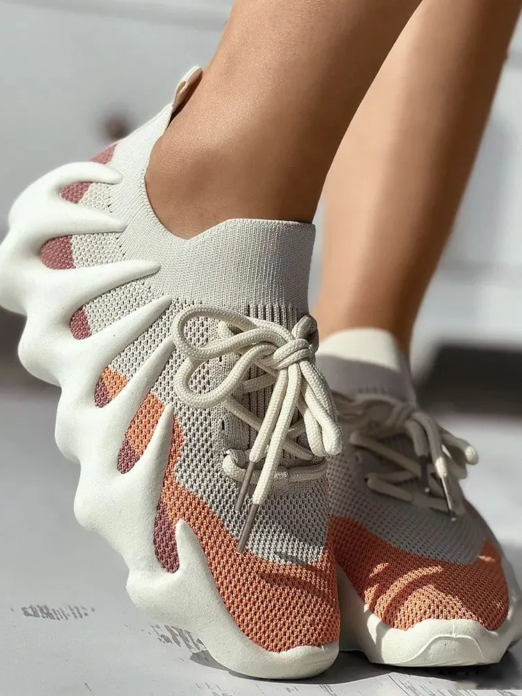 Lace-up Knit Breathable Sneakers