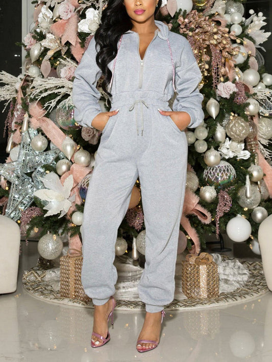 Hooded Solid Jumpsuit